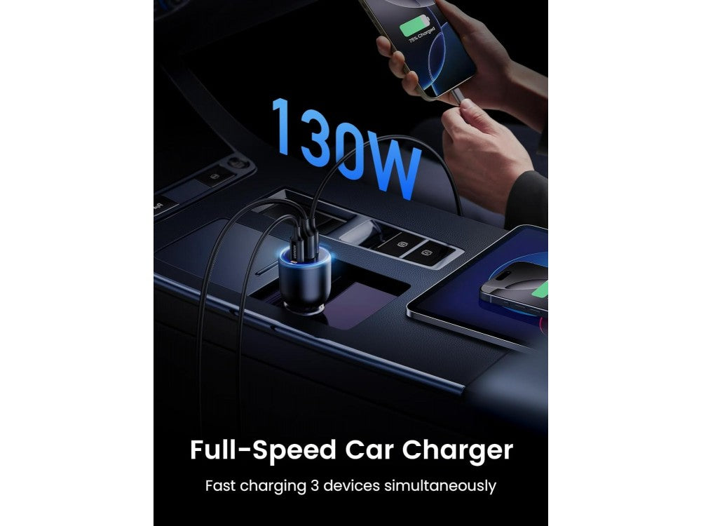 Ugreen 130W Car Charger PD/QC with USB-A & USB-C + USB-C Cable 1m, Grey – view 3