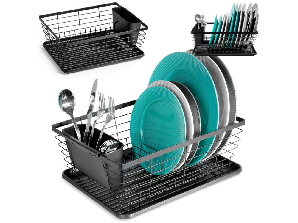 Vilde Dish Drying Rack Metal 36×30×14.5cm – Industrial Black – view 3