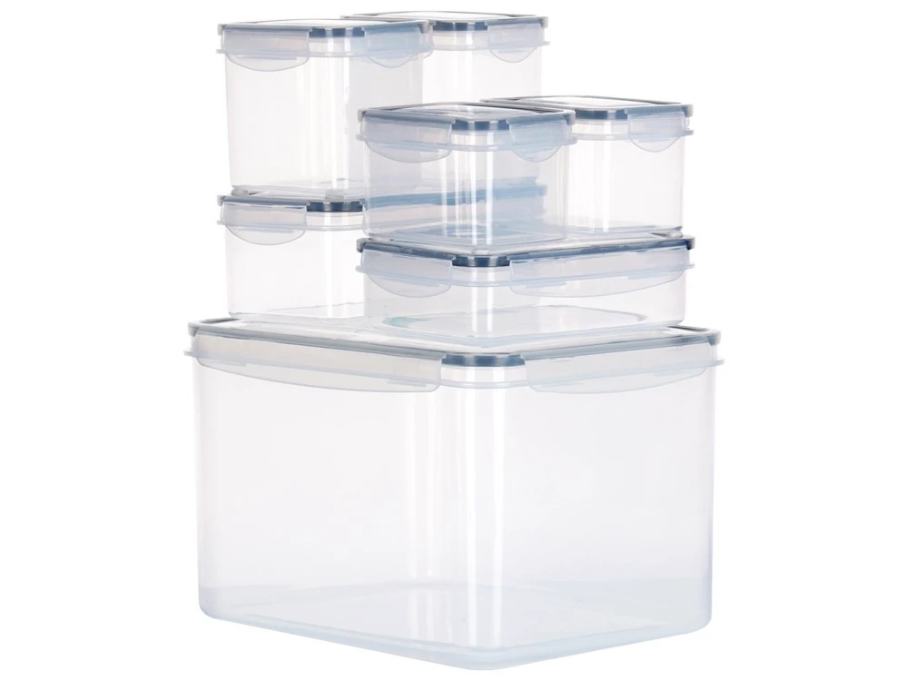 Vilde Food Storage Containers Set of 7 – BPA-Free, Airtight, 670ml to 8200ml, Clear with Carry Handle – view 3