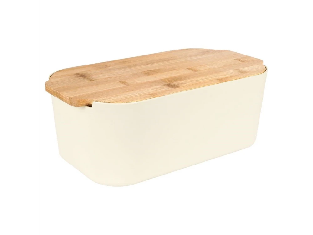 Vilde Premium Bread Bin with Bamboo Cutting Board Lid 33x18.5x12 cm – Cream – view 3