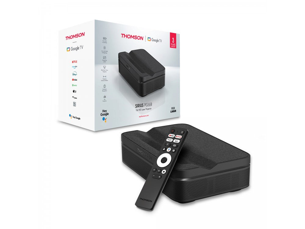 Thomson Sirius Google TV Ultra-Short Throw Projector 1080p – 600 ANSI Lumens, Dolby Audio, Built-in Battery – view 3