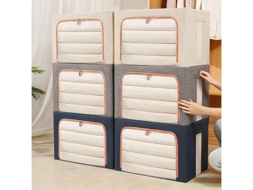 AJ Clothes Storage Organizer Bag 101L – Linen, 62x43x38cm, Beige – view 3