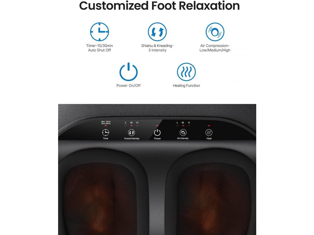 Renpho Shiatsu Foot Massager with Heat – 3 Kneading + 3 Pressure Levels, Touchscreen, Black – view 3