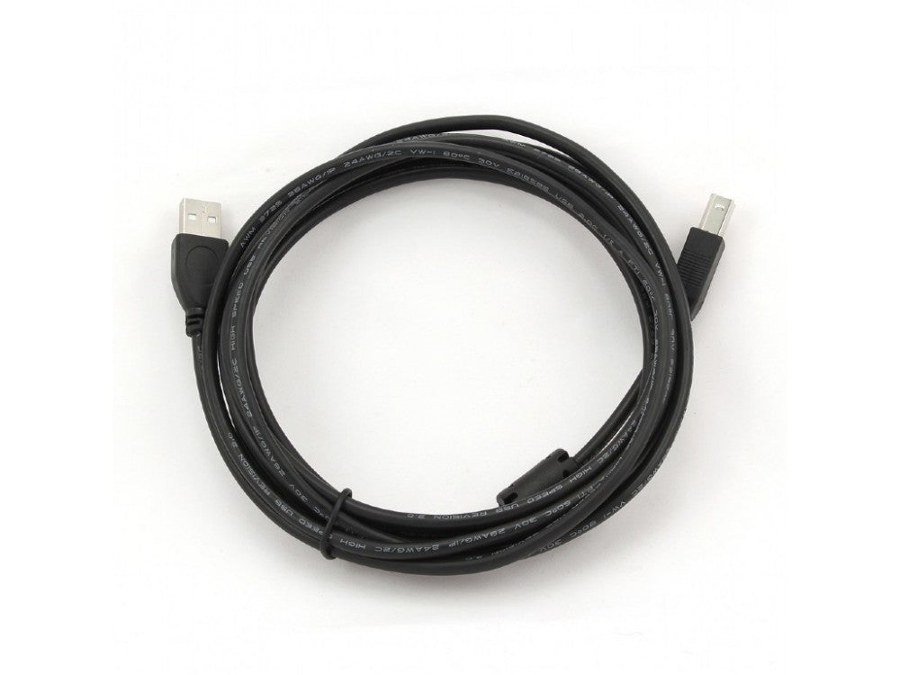 Cablexpert USB 2.0 to USB-B Printer / Scanner Cable 3m – Gold Plated, Ferrite, Black – view 3