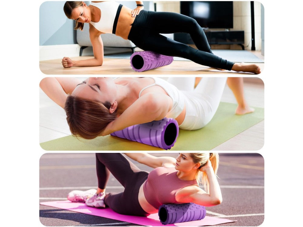 AJ Foam Roller for Muscle Massage 45x14cm – PVC+EVA, Purple – view 3