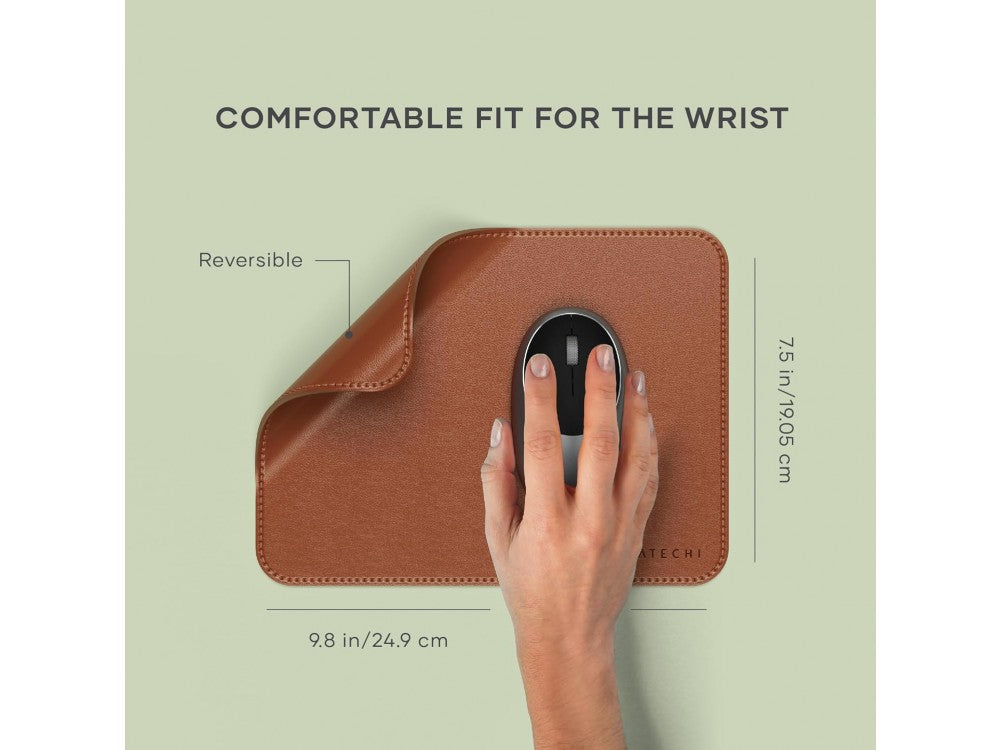 Satechi Premium Vegan Leather Desk & Mouse Pad 25 × 19 cm – Waterproof, Ergonomic, Brown – view 3