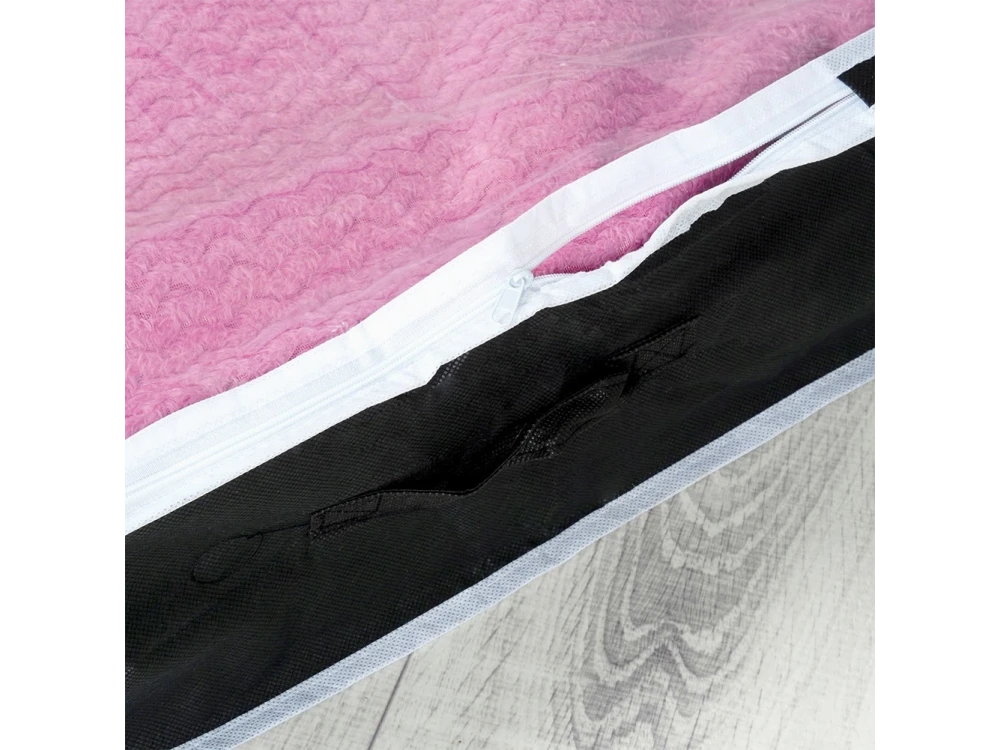 Vilde Fabric Storage Bag 67L 100×45×15 cm with Window – Black Polyester for Duvets & Bedding – view 3