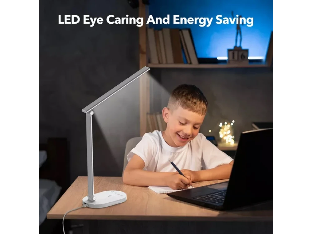 TaoTronics TT-DL1012 LED Desk Lamp – Touch Control, USB-C Port, 5 Color Modes, Aluminium, White – view 3