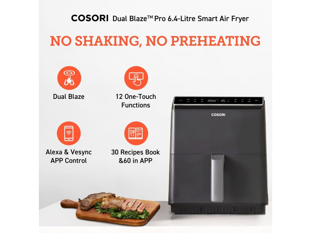 Cosori Dual Blaze Pro Smart Air Fryer XXL 6.4L – 2 Heating Elements, 360° ThermoIQ, App & Alexa – view 3