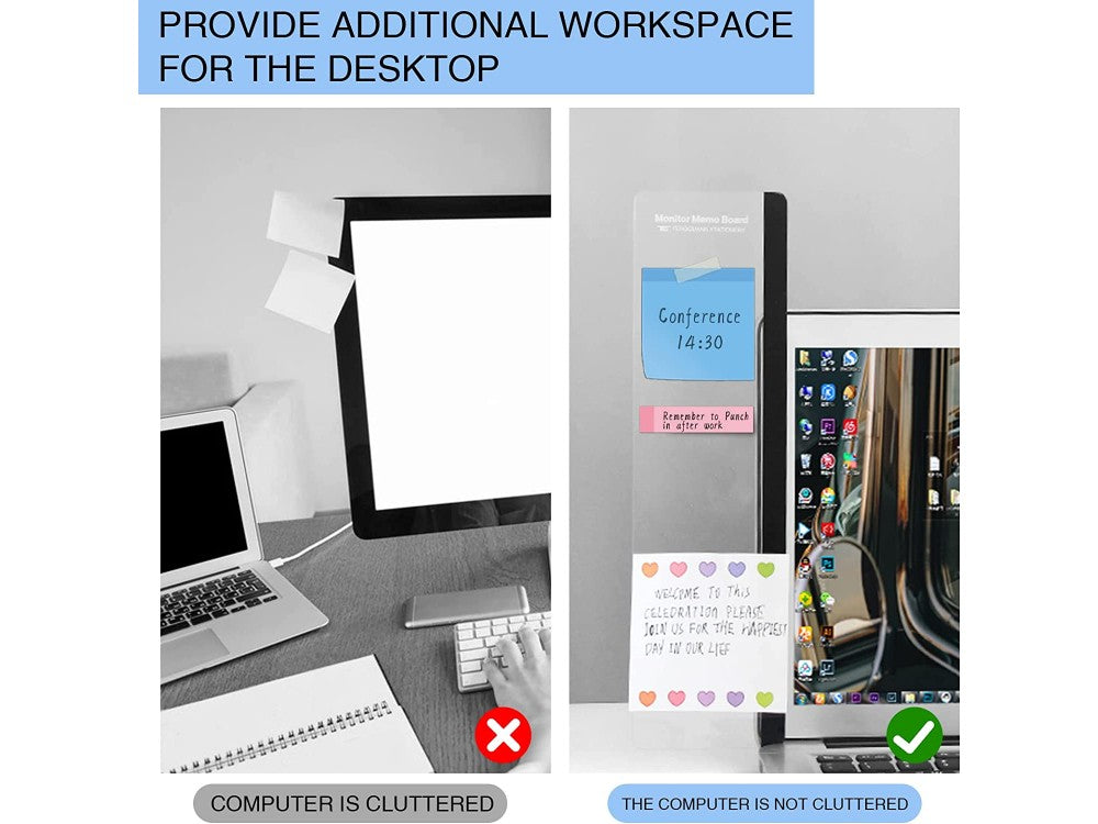 AJ Monitor Memo Board Acrylic Note Board for PC Monitor – Set of 2, Transparent – view 3