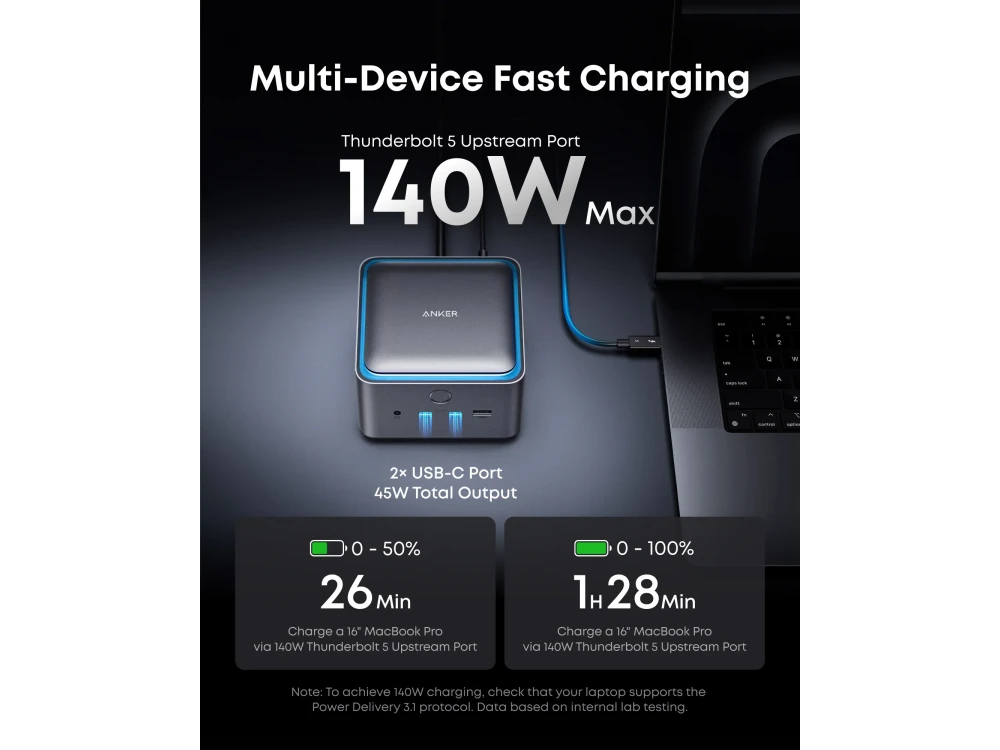 Anker Prime TB5 14-in-1 Docking Station – Thunderbolt 5, 8K, 140W Charging – view 3