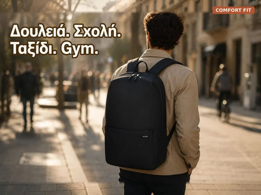 Swissten Basic Backpack – Lightweight Daily Backpack, 80% Oxford + 20% Cotton, Black – view 3