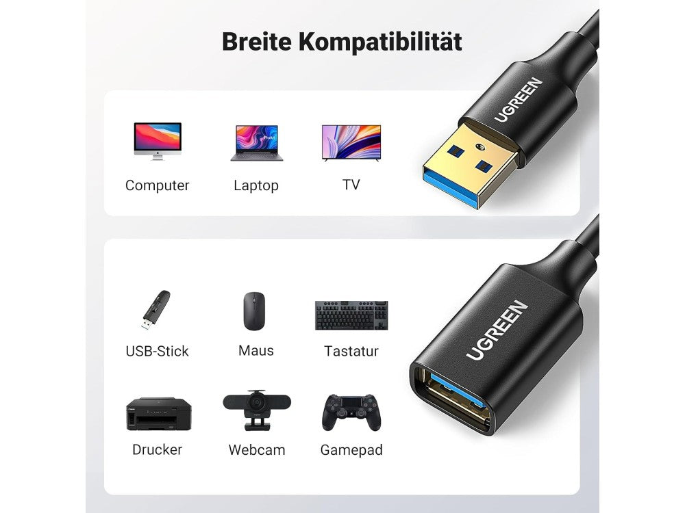 Ugreen USB 3.0 Extension Cable USB-A Male to Female 1.5m – Gold Plated, Black – view 3