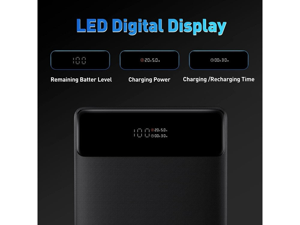 Baseus Blade 20000mAh Power Bank – 100W PD, 2× USB-C + 2× USB-A, USB-C Cable Included, Black – view 3