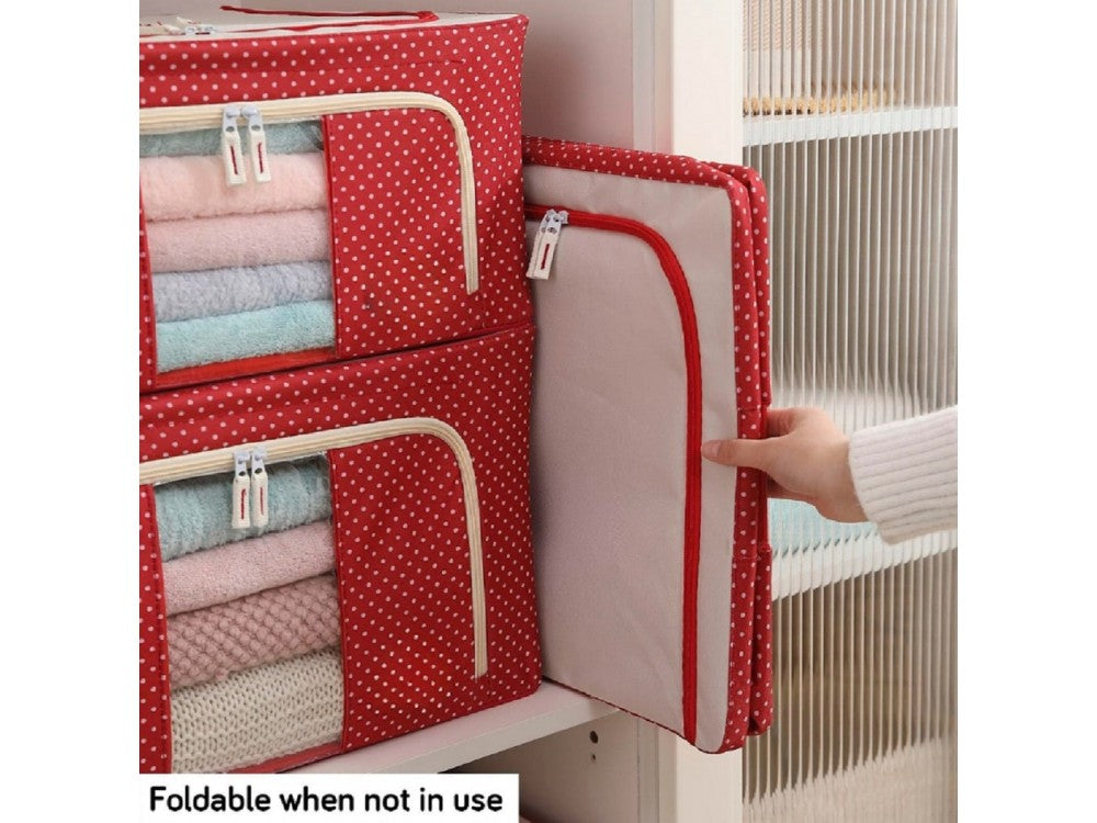 AJ Clothes Storage Organizer Bags 18L Set of 3 – 40x30x15cm, Red/Polka Dot – view 3