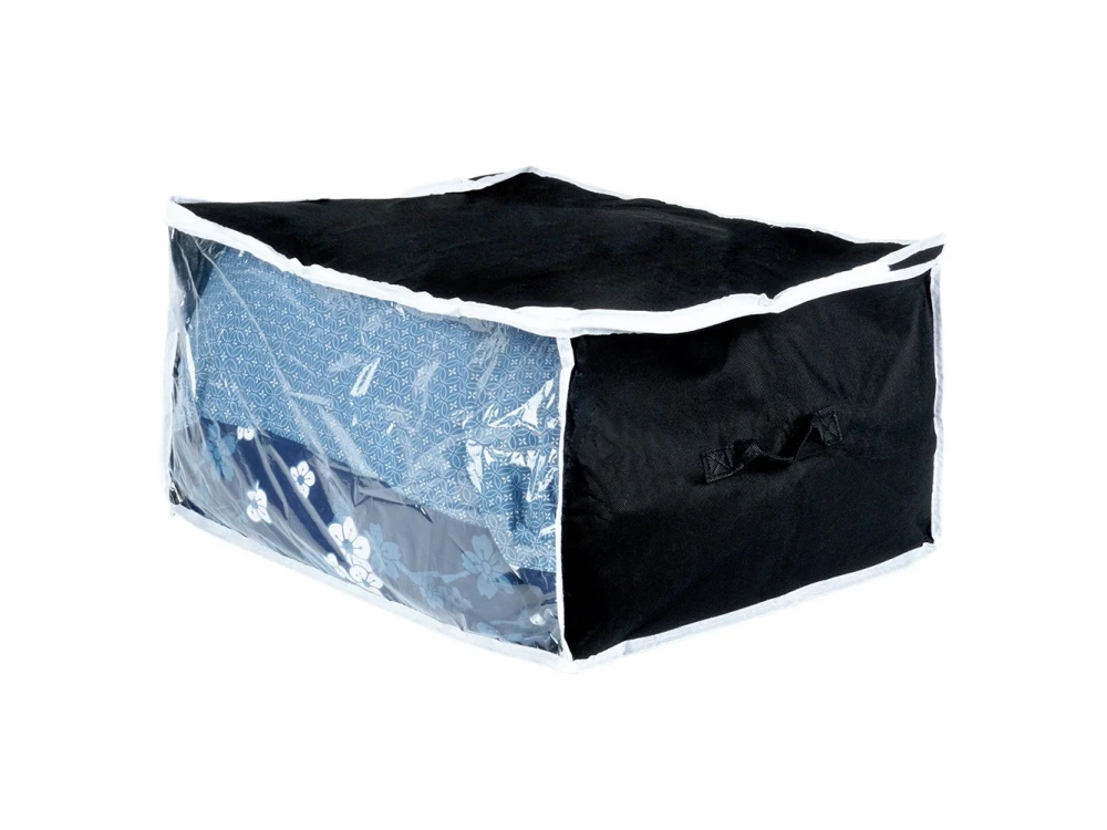 Vilde Fabric Storage Bag 87L 60×45×30 cm with Window – Black Polyester for Clothes & Bedding – view 3
