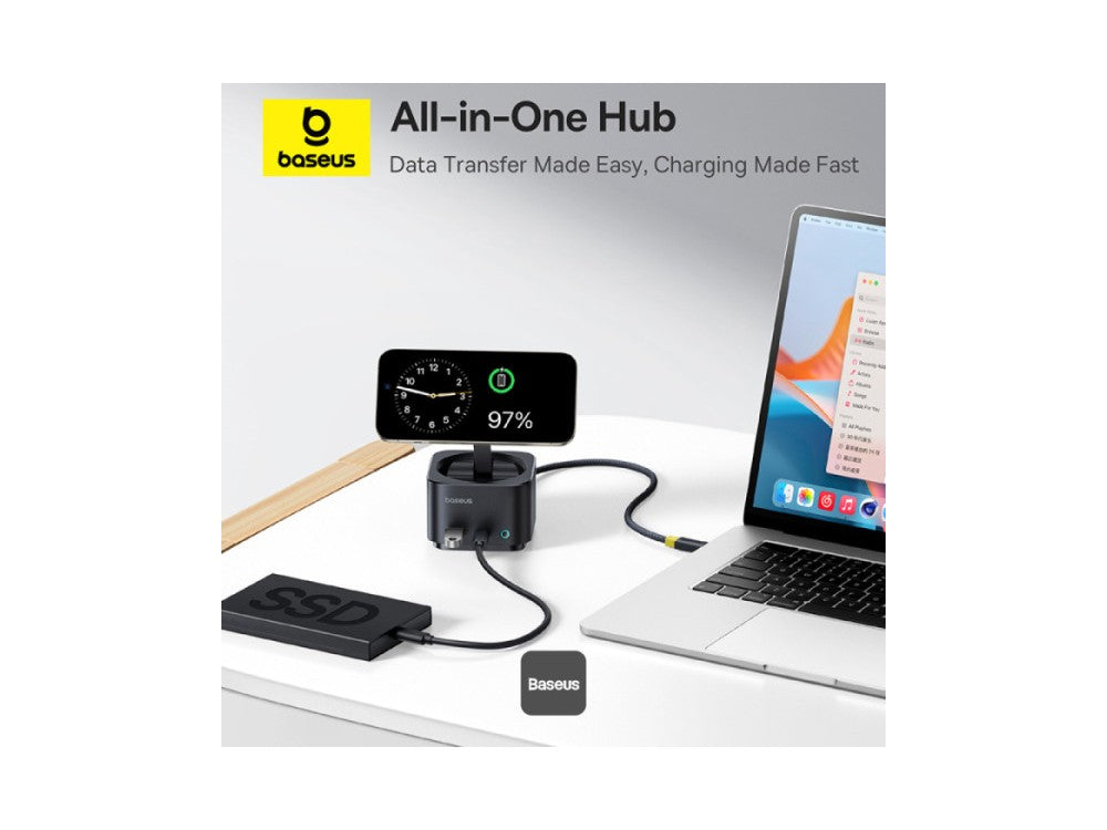 Baseus MagPro Series II 7-in-1 Hub – Qi2 15W MagSafe + PD 100W + 4K@60Hz HDMI + USB-C 10Gbps – view 3