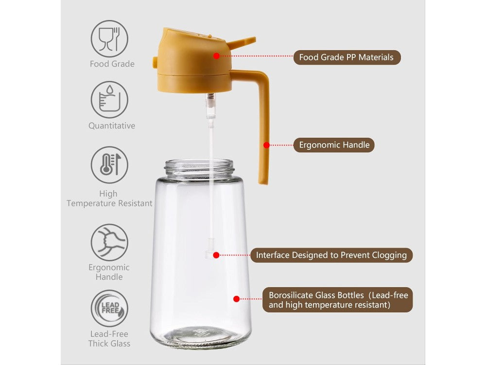 AJ Oil Sprayer for Cooking 470ml – Glass, BPA-Free, Orange – view 3