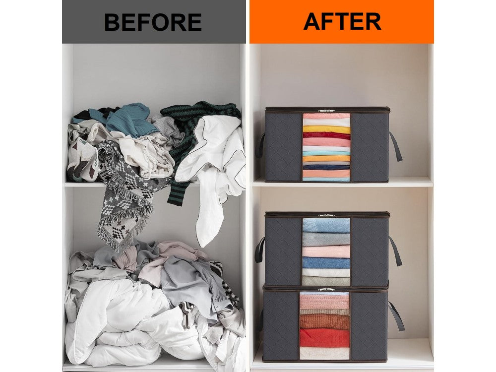 AJ Clothes Storage Organizer Bags 75L Set of 3 – 58x39x33cm, Dark Grey – view 3