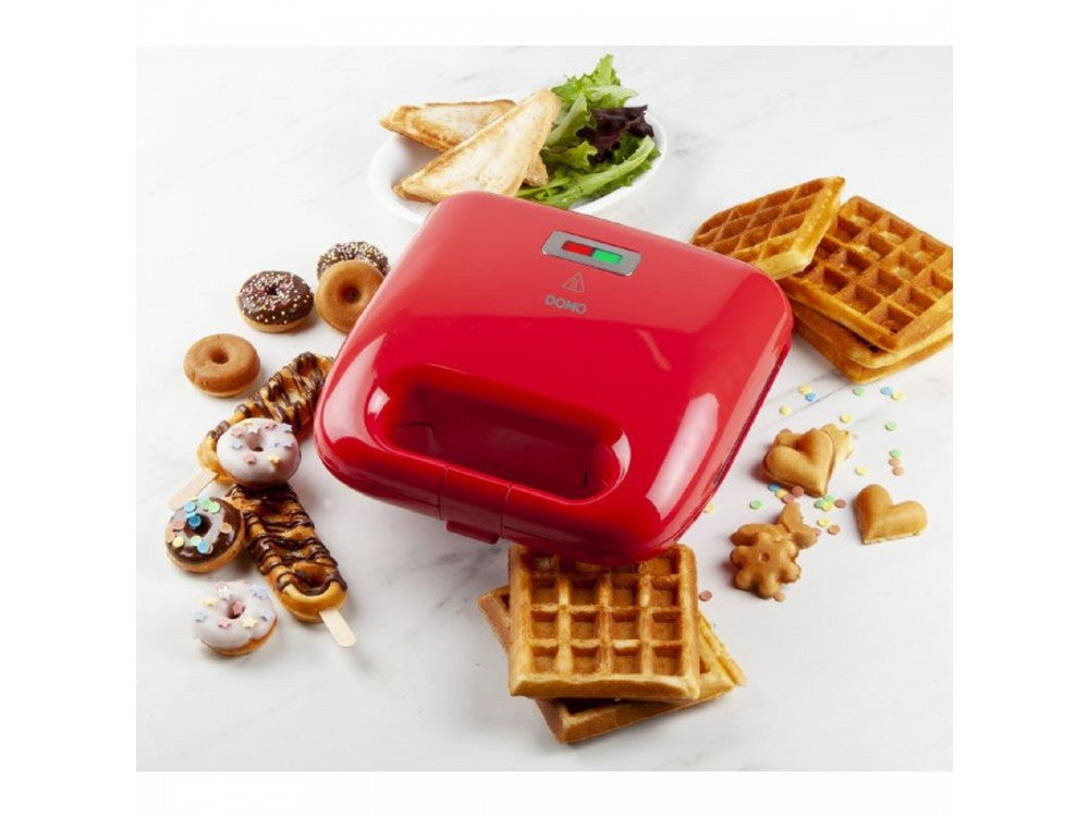 DOMO Snack Party 5-in-1 – Toaster / Snack Maker, 5 Removable Plates, PFAS-free, Red – view 3