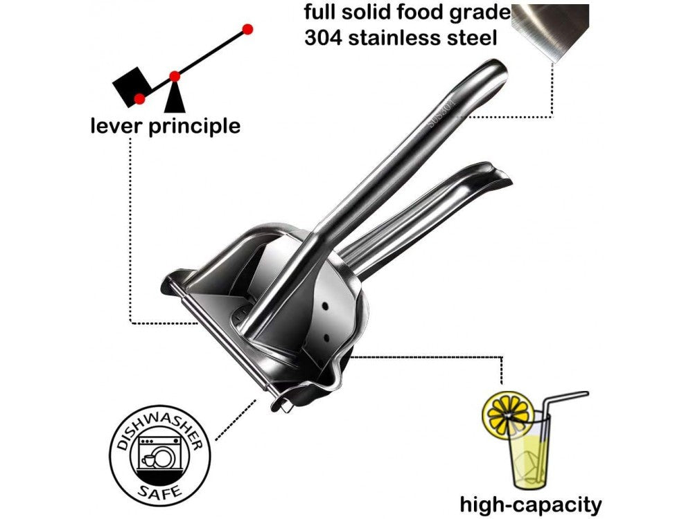 AJ Manual Stainless Steel Citrus Juicer – Large, Silver – view 3