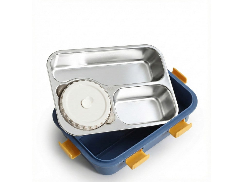AJ Bento Japanese Lunch Box with Soup Bowl 750ml – Stainless, Blue – view 3