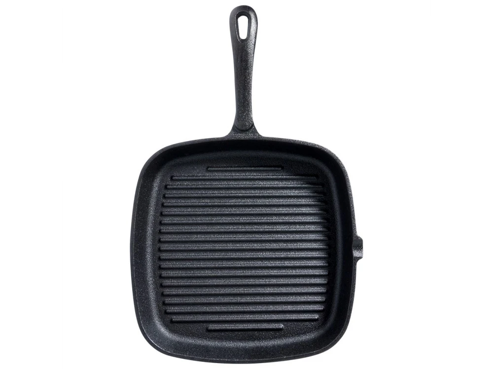 Vilde Premium Cast Iron Grill Pan 24 cm – Ridged Square Pan, Silicone Handle Grip – view 3
