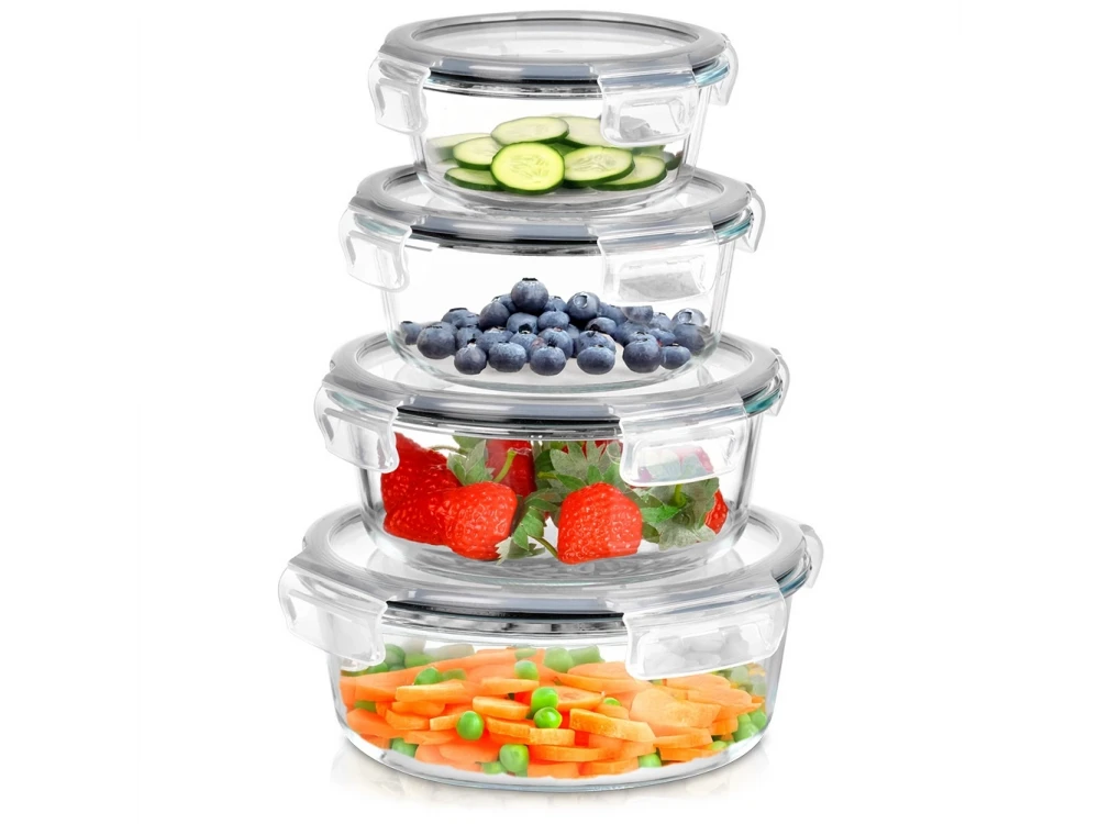 Vilde Premium Glass Food Containers Set of 4 – Borosilicate, Airtight, 370ml–1300ml, Clear – view 3