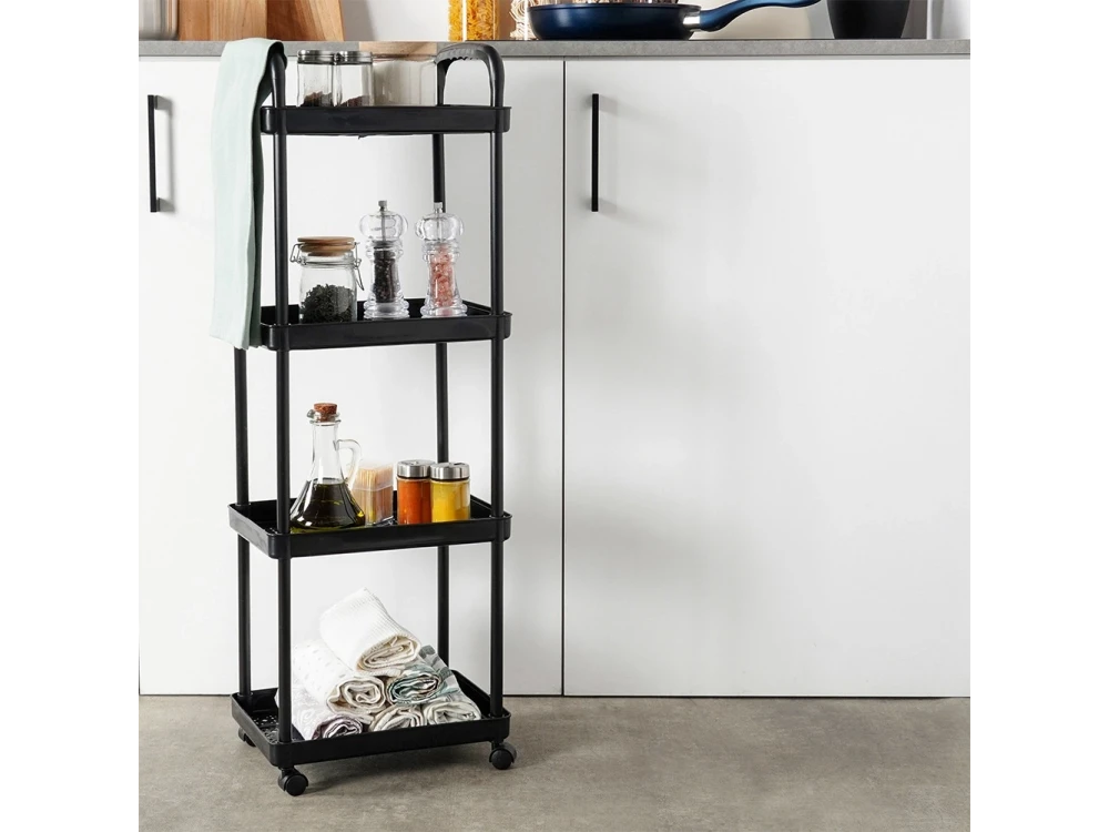 Vilde 4-Tier Storage Trolley Cart 86x30x21cm with Wheels – Black – view 4