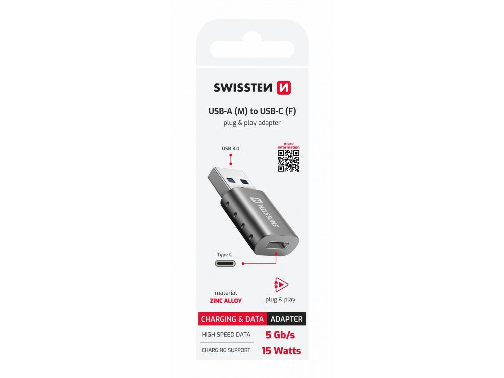 Swissten USB-C Female to USB-A 3.0 Male Adapter – Silver – view 4