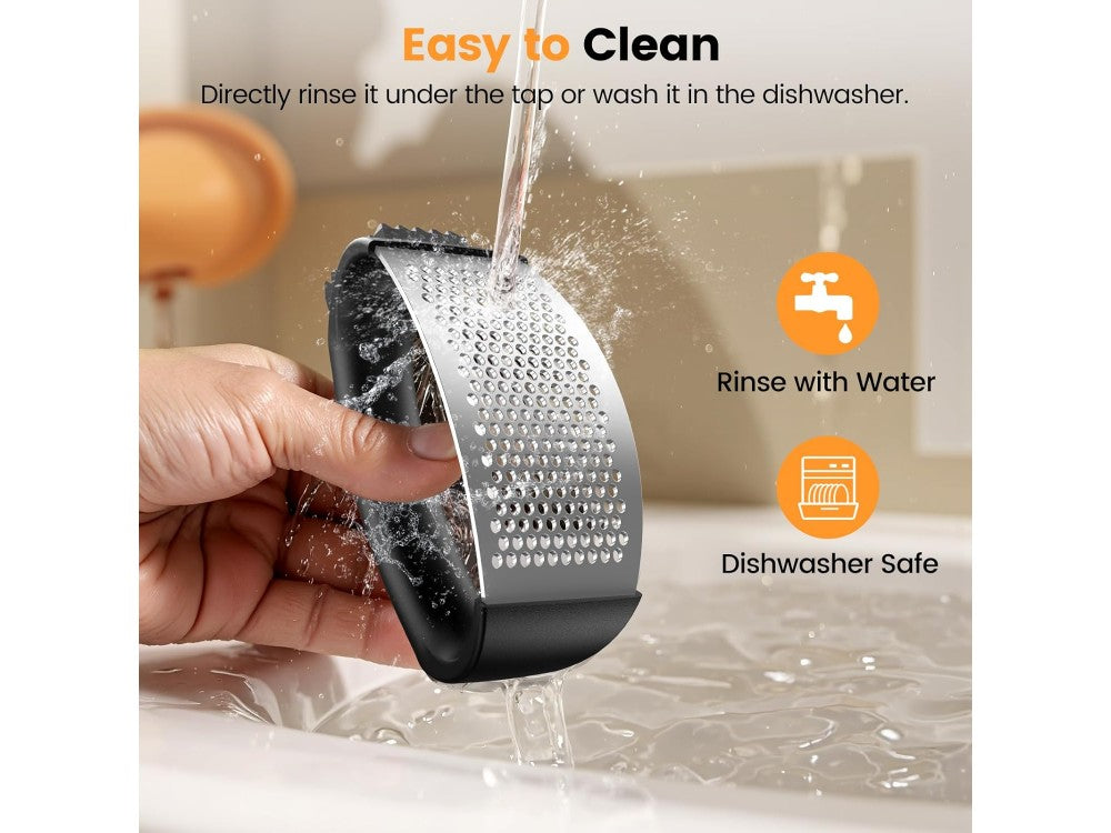 AJ Garlic Press – Stainless Steel 304 with Silicone Grip, Black – view 4