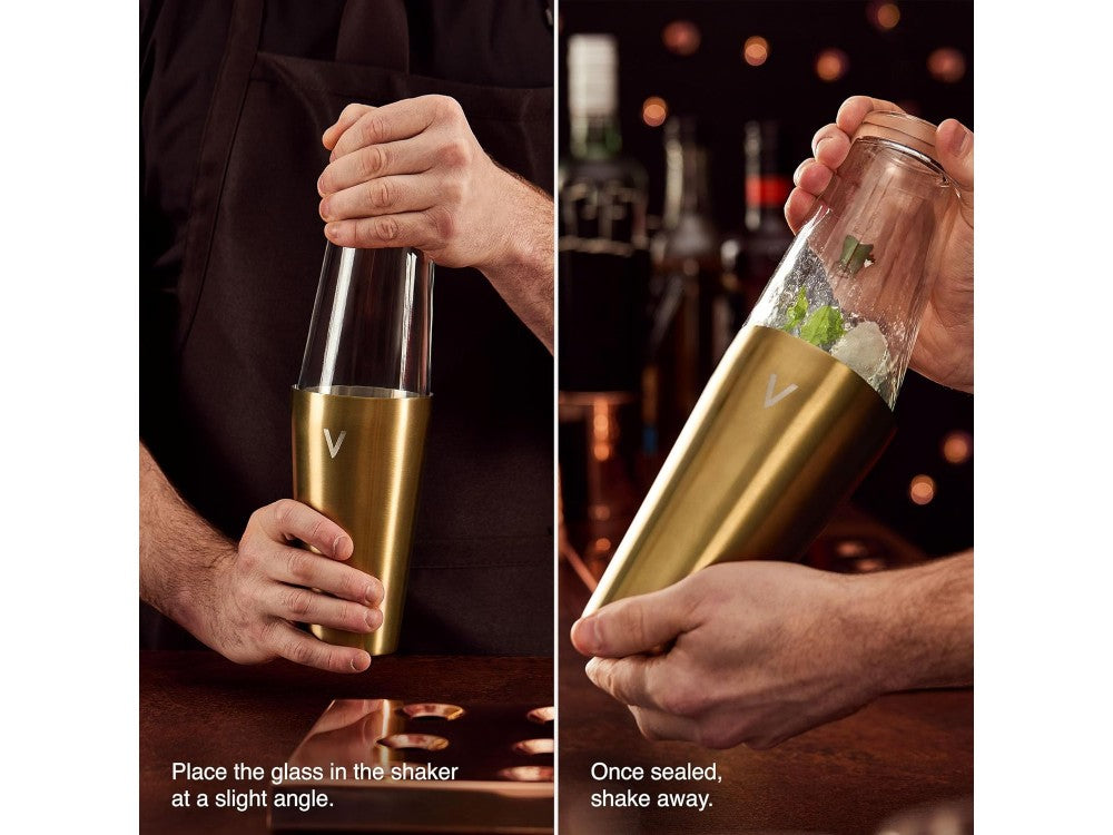 VonShef Gold Cocktail Set 6-Piece Stainless Steel with 550ml Boston Shaker – Gold – view 4