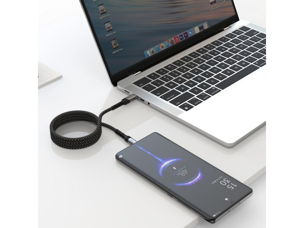 Swissten Braided Magnetic USB-C to USB-C Cable 1m – Nylon, Black – view 4