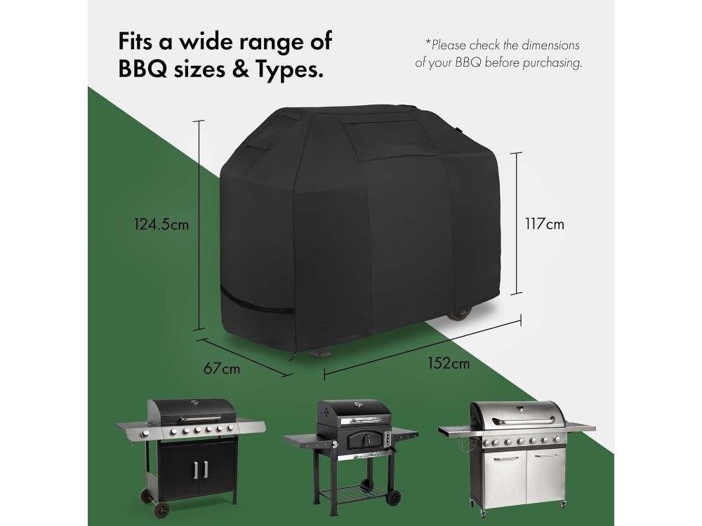 VonHaus Waterproof BBQ Cover 124x152x67 cm – Heavy-Duty Oxford 420D, UV30, Black – view 4