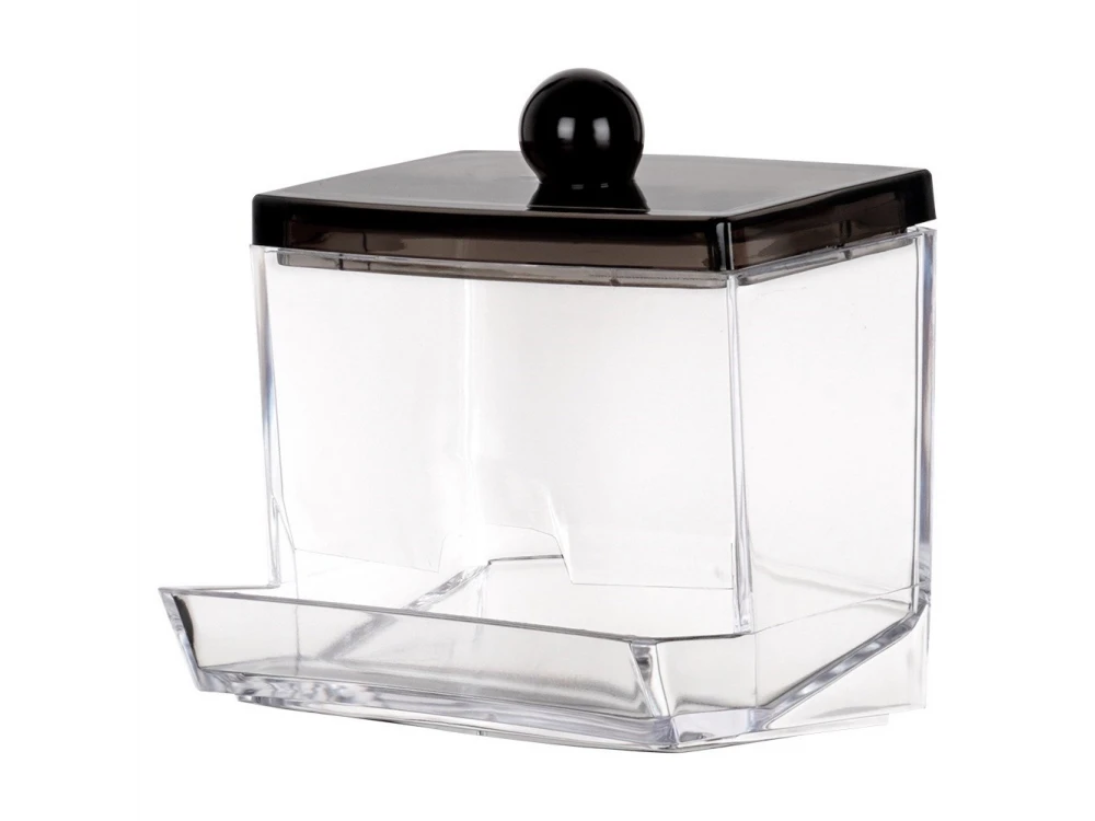Vilde Cotton Swab Dispenser with Black Lid – Compact 9×7×9.5 cm Acrylic Holder – view 4