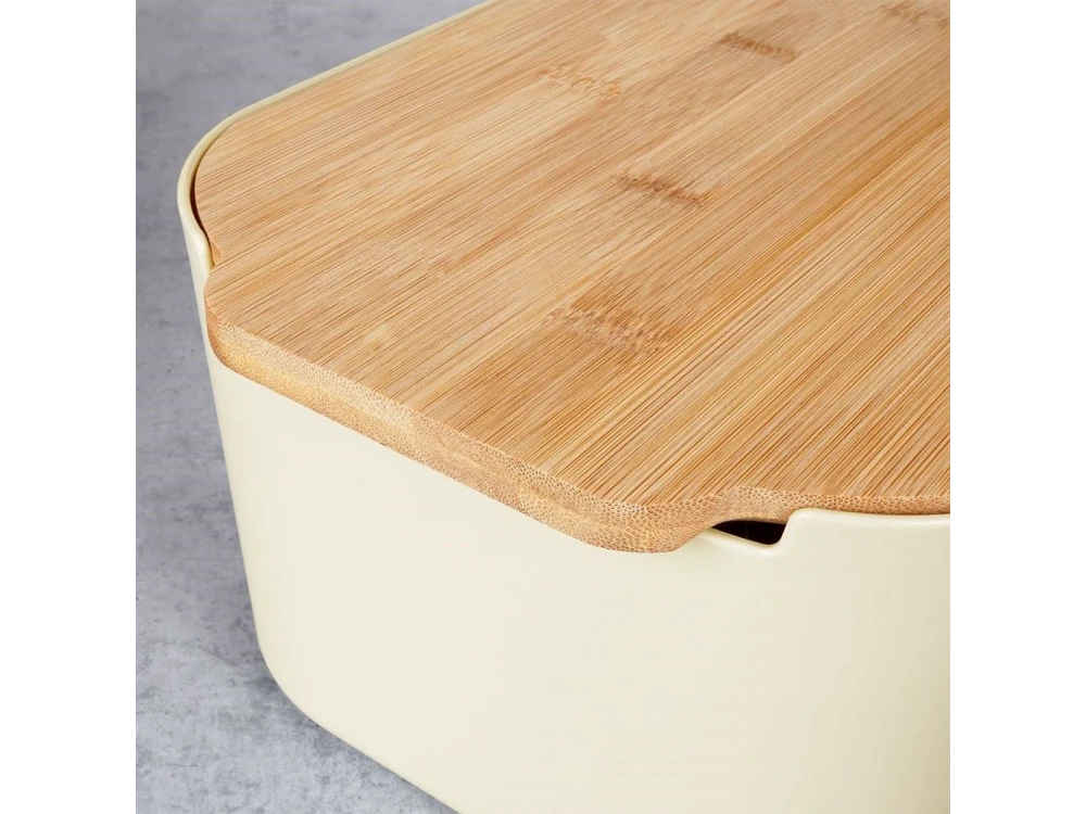Vilde Premium Bread Bin with Bamboo Cutting Board Lid 33x18.5x12 cm – Cream – view 4