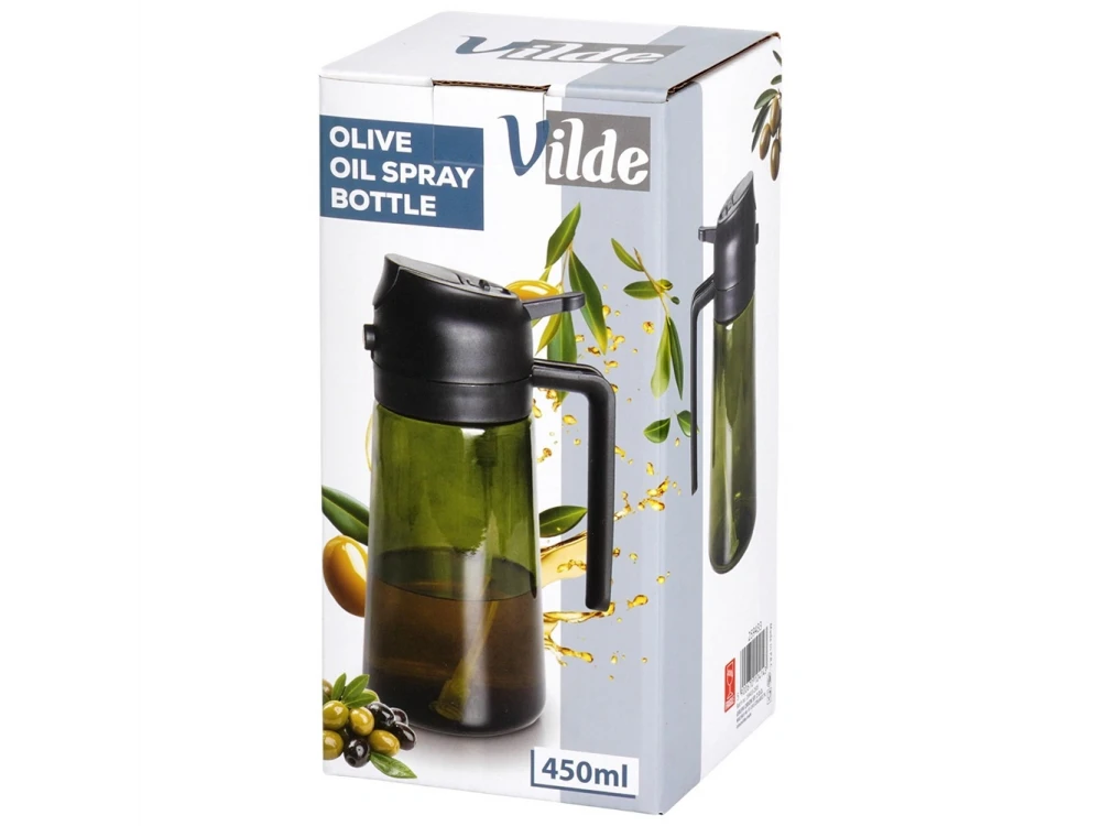 Vilde Oil Sprayer 450ml Glass Bottle – Pump Spray & Pour, Black / Dark Green – view 4