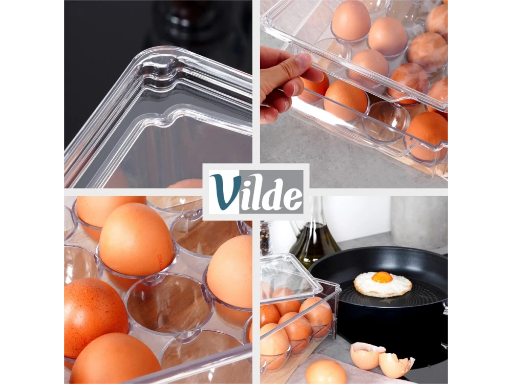 Vilde Egg Holder for 24 Eggs – Stackable Fridge Organizer with Lid – view 4