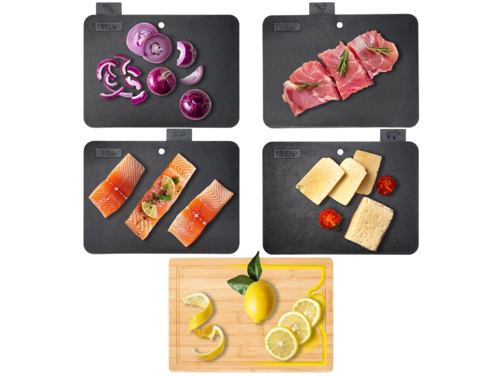 Vilde Bamboo Chopping Boards Set of 5 with Stand – view 4