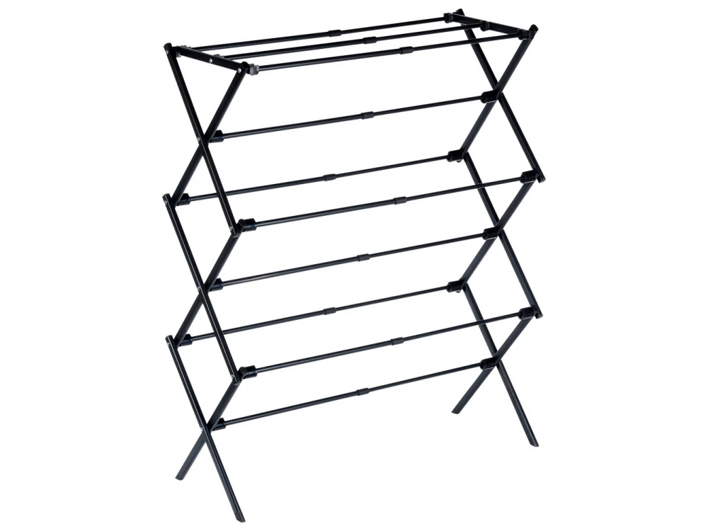 Vilde Vertical Folding Floor Drying Rack 3-Tier 47-78×94cm – Metal, Black – view 4