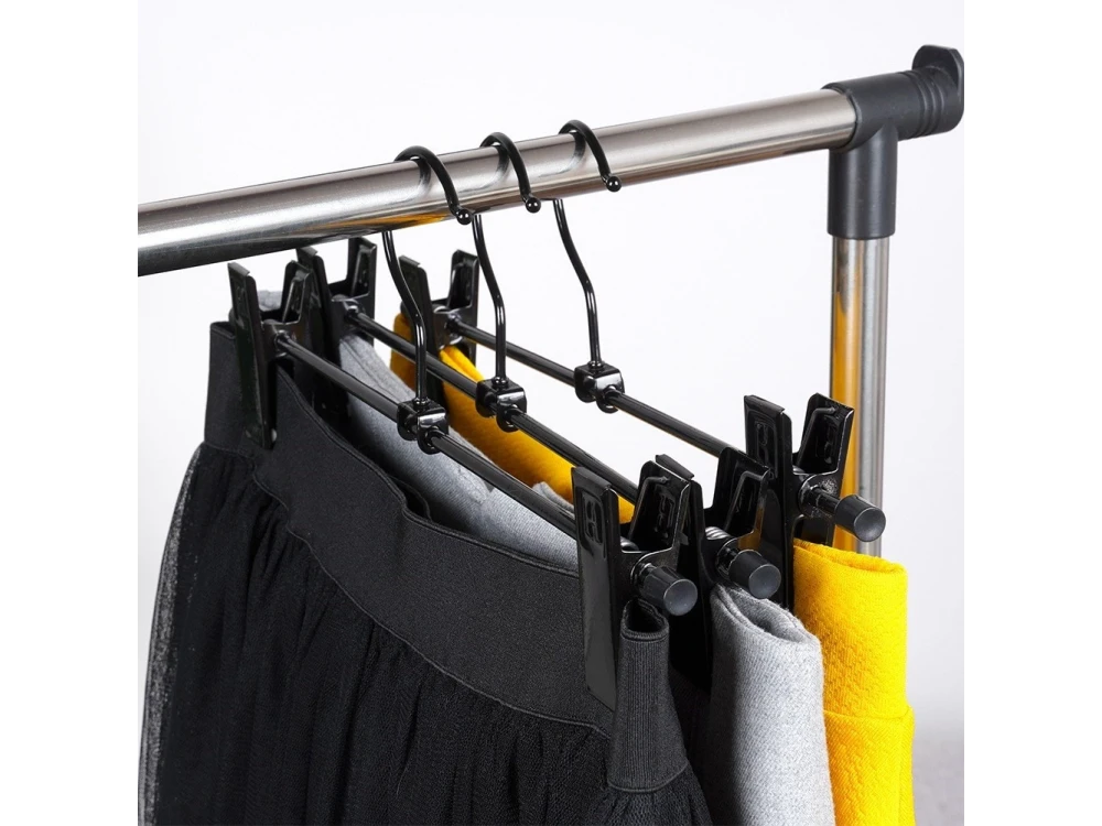 Vilde Metal Trouser Hangers Set of 3 – Adjustable Clips, Swivel Hook, Black – view 4