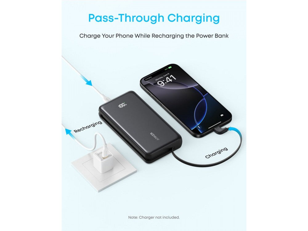Anker Zolo Power Bank 20000mAh 22.5W with USB-A, USB-C & Built-in USB-C Cable – White – view 4