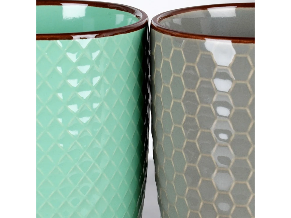 Vilde Premium Ceramic Mugs – Set of 4, 400ml, Embossed Design, Gift Box – view 4