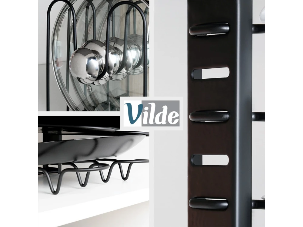 Vilde Metal 2-in-1 Pot, Pan & Lid Organizer 47×21×38 cm – Kitchen Cabinet Rack, Black – view 4