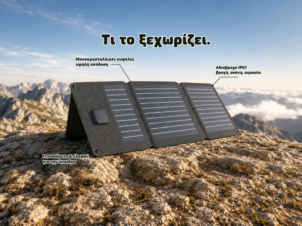 Swissten Folding Solar Panel 22W Monocrystalline 2-Port USB-C + USB-A IP67 – view 4