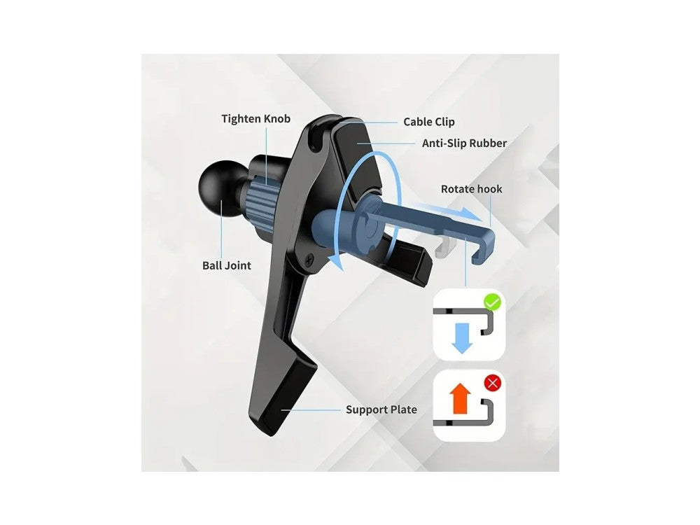 iPEAX CLIP-2 Air Vent Car Phone Mount with Adjustable Clamps – Black – view 4
