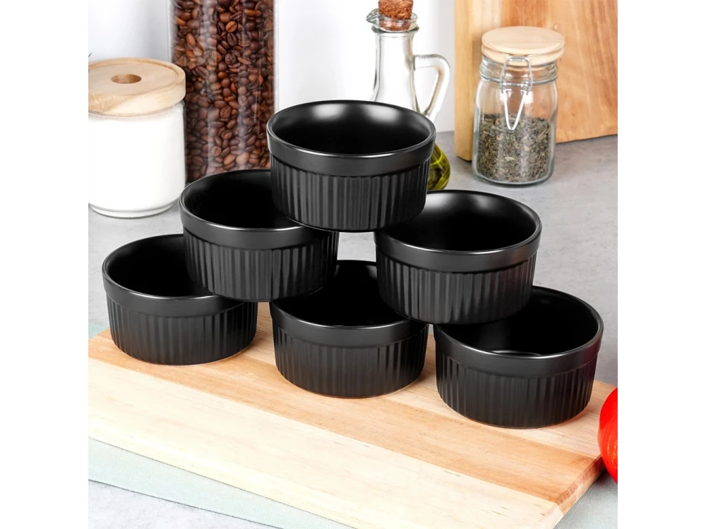 Vilde Ceramic Ramekin Set 6-Piece Ø10cm – Oven & Microwave Safe, Black – view 4
