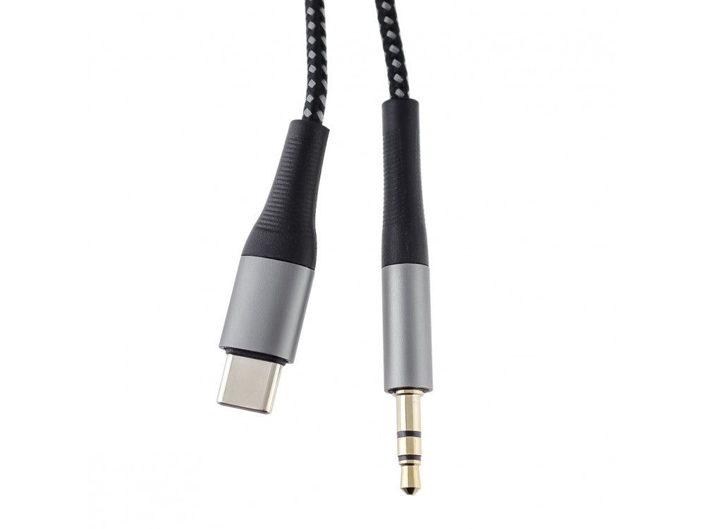 KLGO AUX-3 3.5mm AUX to Type-C Audio Adapter Cable 1m Nylon Braided, Black – view 4