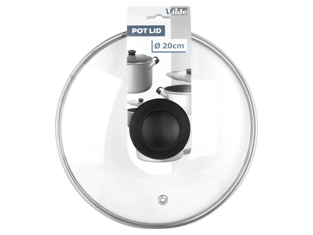 Vilde Glass Lid 20cm for Pots & Pans – Heat Resistant, Steam Vent, Stainless Rim – view 4