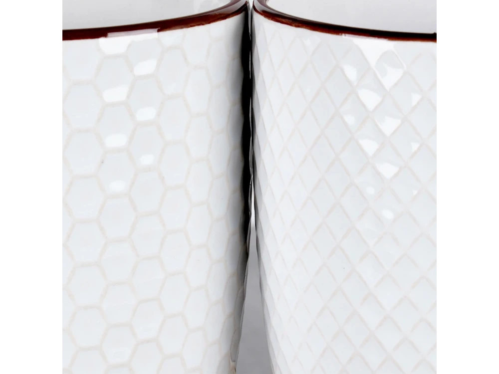 Vilde Premium Ceramic Mugs White – Set of 4, 400ml, Embossed Design, Gift Box – view 4